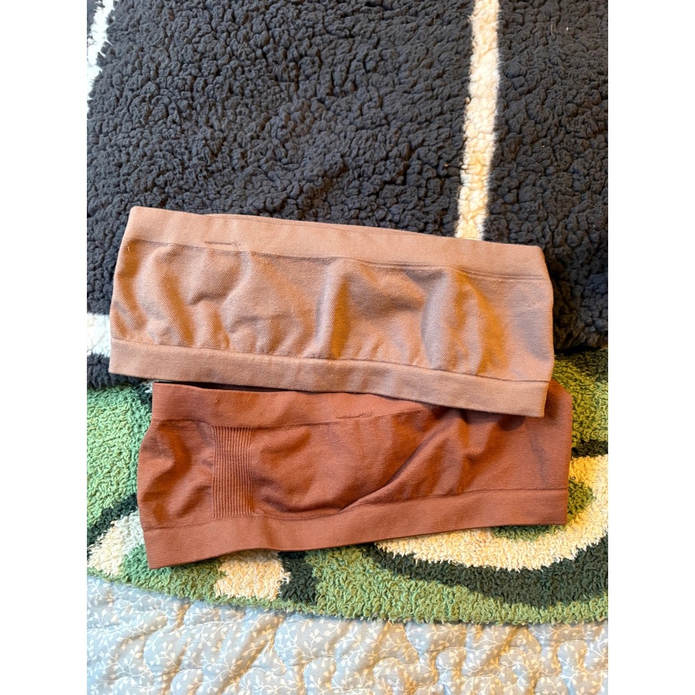 Nordstrom Seamless Bandeau Bra 2 Pack Tan Brown Wireless Tube Top Womens M/L
